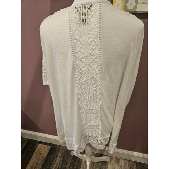 Neiman Marcus white sleveeless oversized cardigan crochet womens large boho - Picture 3 of 6